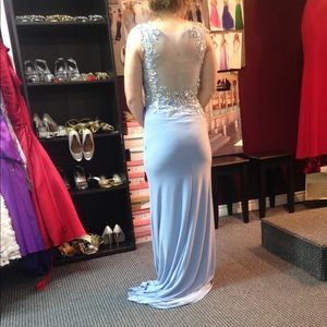 Prom dress. Baby blue. Beautiful beading design. Size 6.